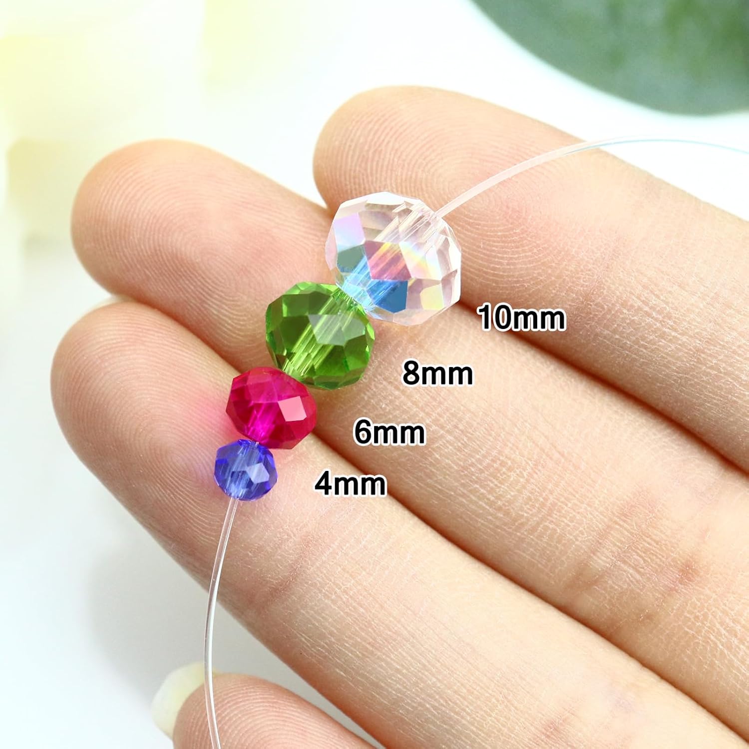 Dowarm 200PCS 8mm Briolette Crystal Glass Beads for Jewelry Making, Faceted Rondelle Crystal Beads for Crafts Wind Chimes Suncatchers Wine Charms, Loose DIY Spacer Beads, Dark Green - Image 3