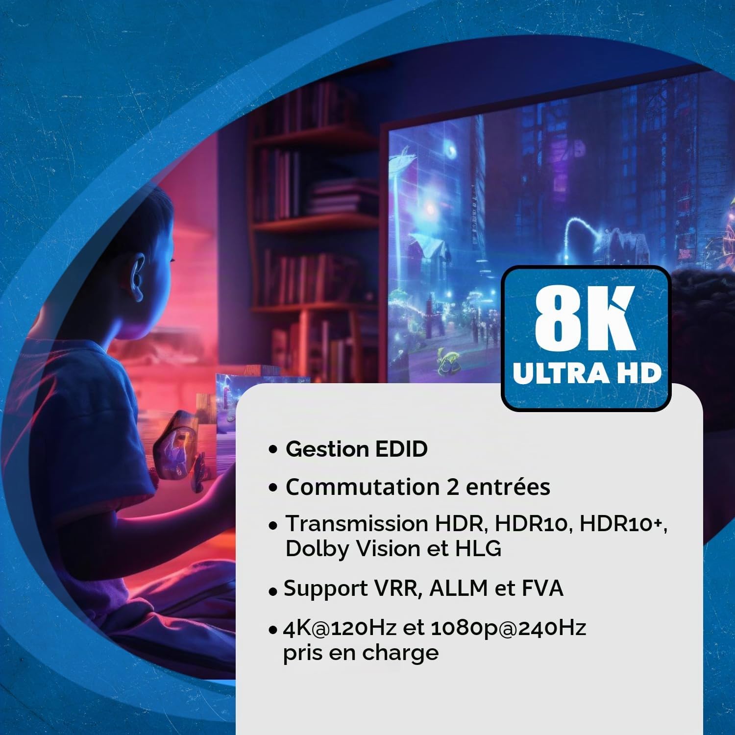 OREI Répartiteur HDMI 8K UltraHD 2 x 2, répartiteur 2 entrées et 2 Sorties Prend en Charge jusqu'à 4K @ 120 Hz, Dolby Vision, HDCP 2.3 Gestion Automatique EDID – (BK-22) n'étend Pas l'écran.