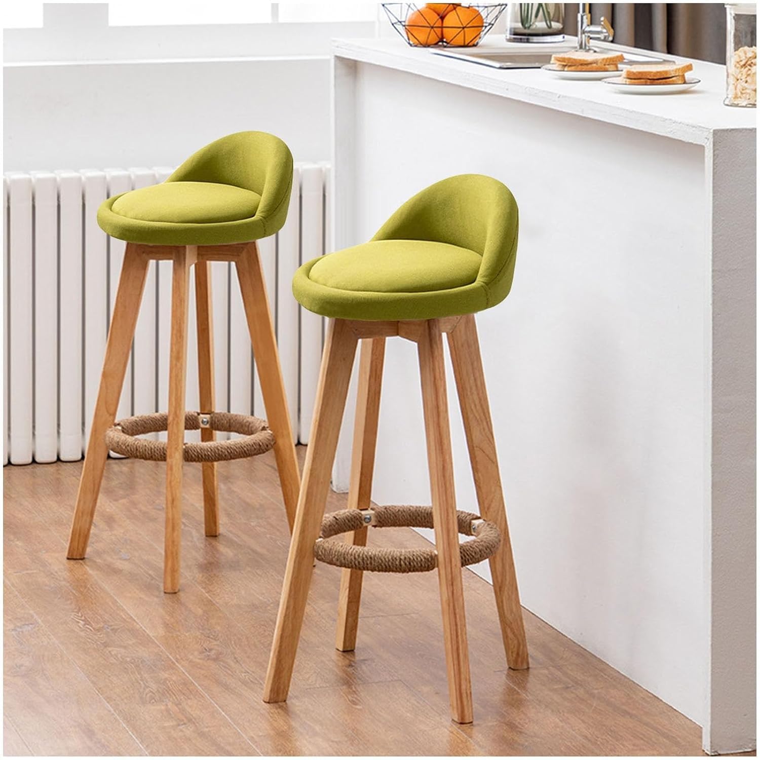 Taburetes de Cocina con Respaldo, giratorios 360°, de Madera Maciza, Elegantes taburetes para Barra de Desayuno.