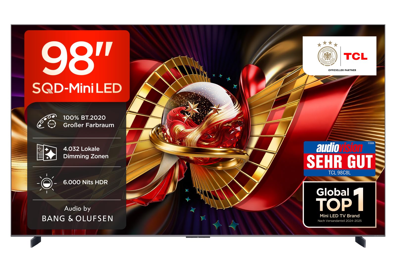 TCL 98C8L SQD-Mini LED 98 Zoll Fernseher, 4K Smart TV, Google TV, HDR10+