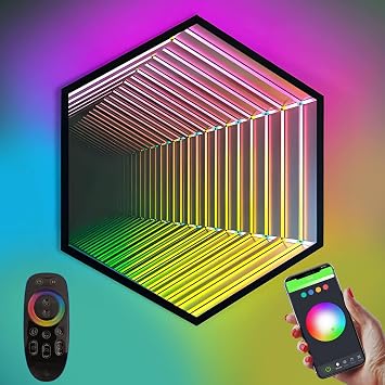 Remote Control LED Infinity Mirror Tunnel Light with Magical Light and Shadow Effects for Home and Party Decoration