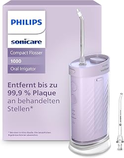 Philips Sonicare Compact Flosser 1000, tragbare Munddusche mit 3 Reinigungsprogrammen, IPX7 wasserdicht, reisefreundlich, Lila, Modell HX3333/23