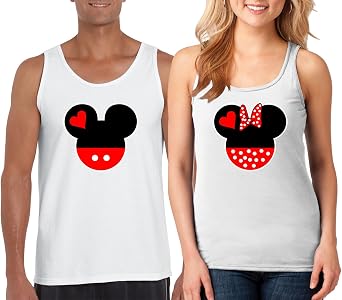 Couple Matching Outfit Mickey & Minnie Head Tank Top Shirt Set for Men and Women 1