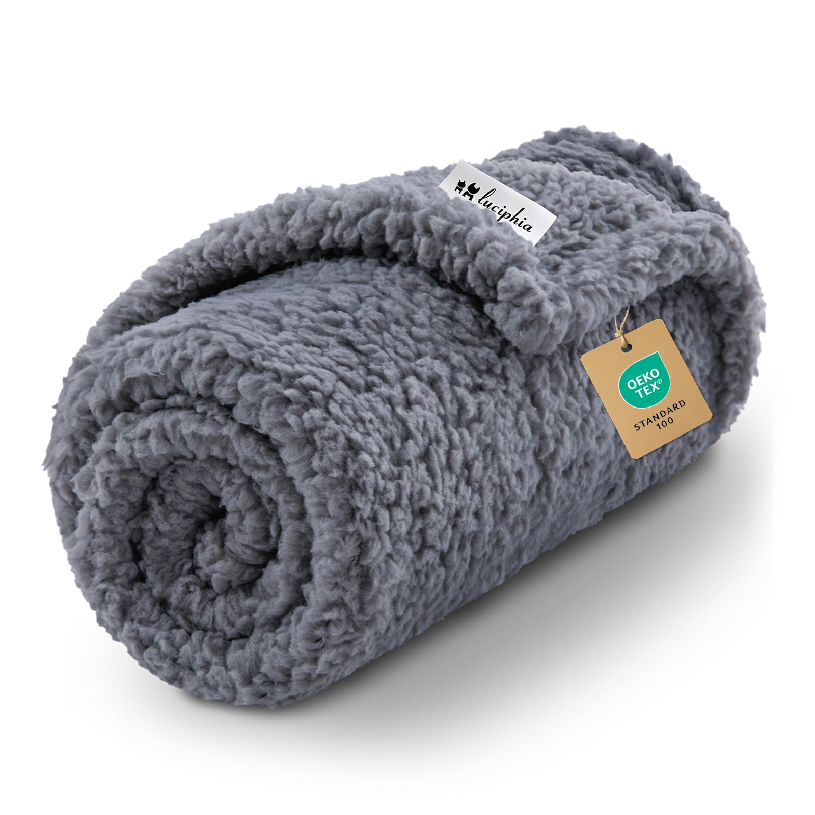Luciphia Premium Fleece Dog Puppy Blanket Soft Pet Sherpa Calming Cat Blanket Throw for Small Medium Dog Cat(Grey,30x20 inches)