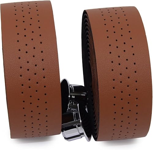 KINGOU Cinta de manillar de piel sintética de lujo con 2 conectores reflectantes