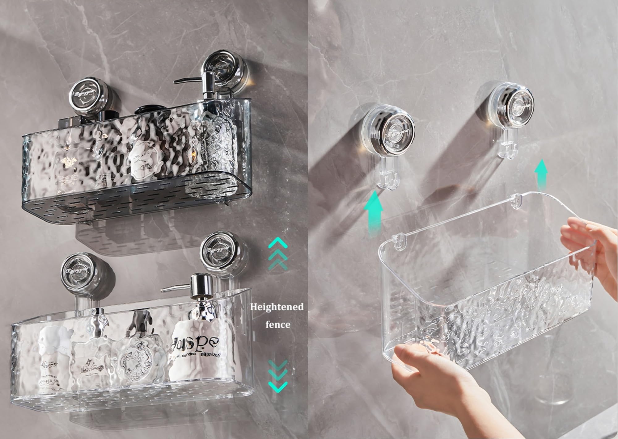 Estante de baño con ventosa, organizador de pared transparente sin taladro, para ducha, cocina y baño, estante de ducha impermeable para jabón, champú y cepillo de dientes