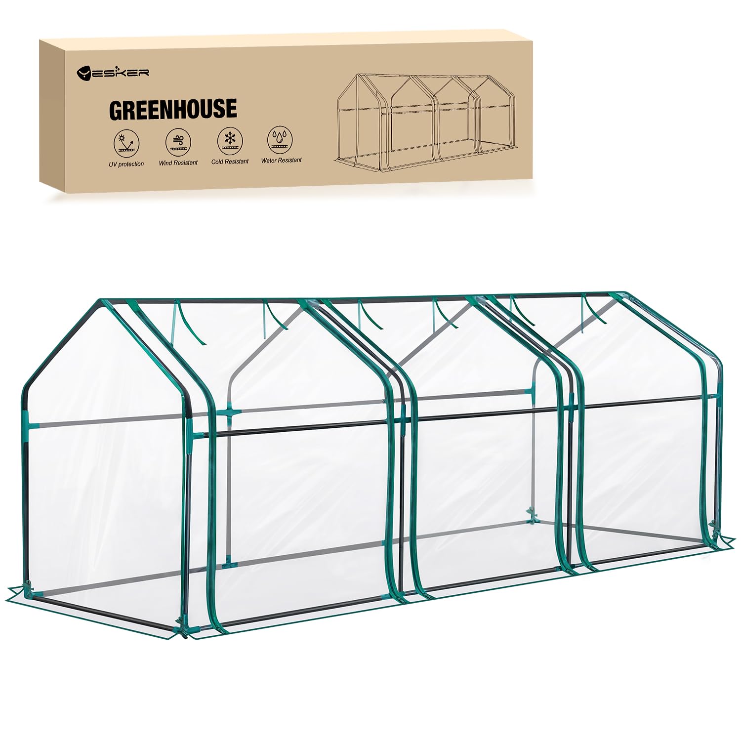 Yesker Mini Greenhouse 106"x36"x36" Portable Small Green House for Indoor Outdoor Greenhouses with PVC Cover Compact Greenhouse Kit for Winter Gardening Balcony Patio Outside Backyard Plant Protection