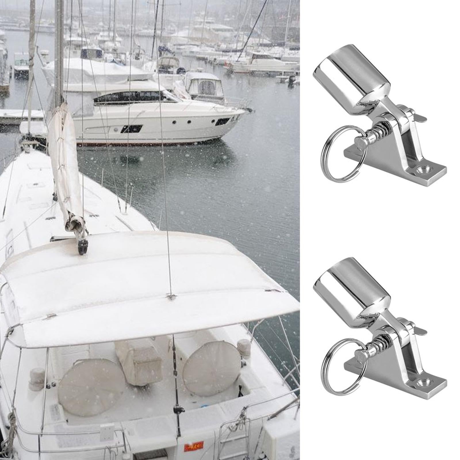 Confezione da 2 cerniere per ponte, in acciaio inossidabile 316, connettori superiori per barche Bimini