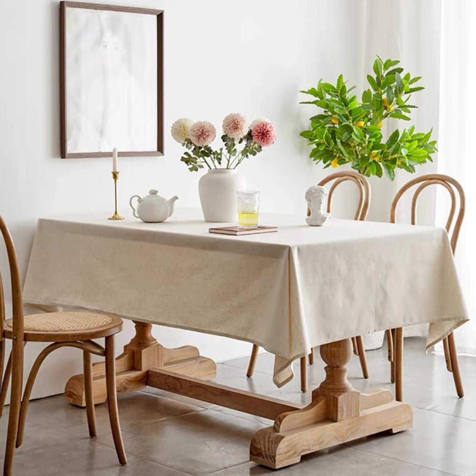 Nappe lavable en lin et coton 90x90cm pour décoration de fête et dîner