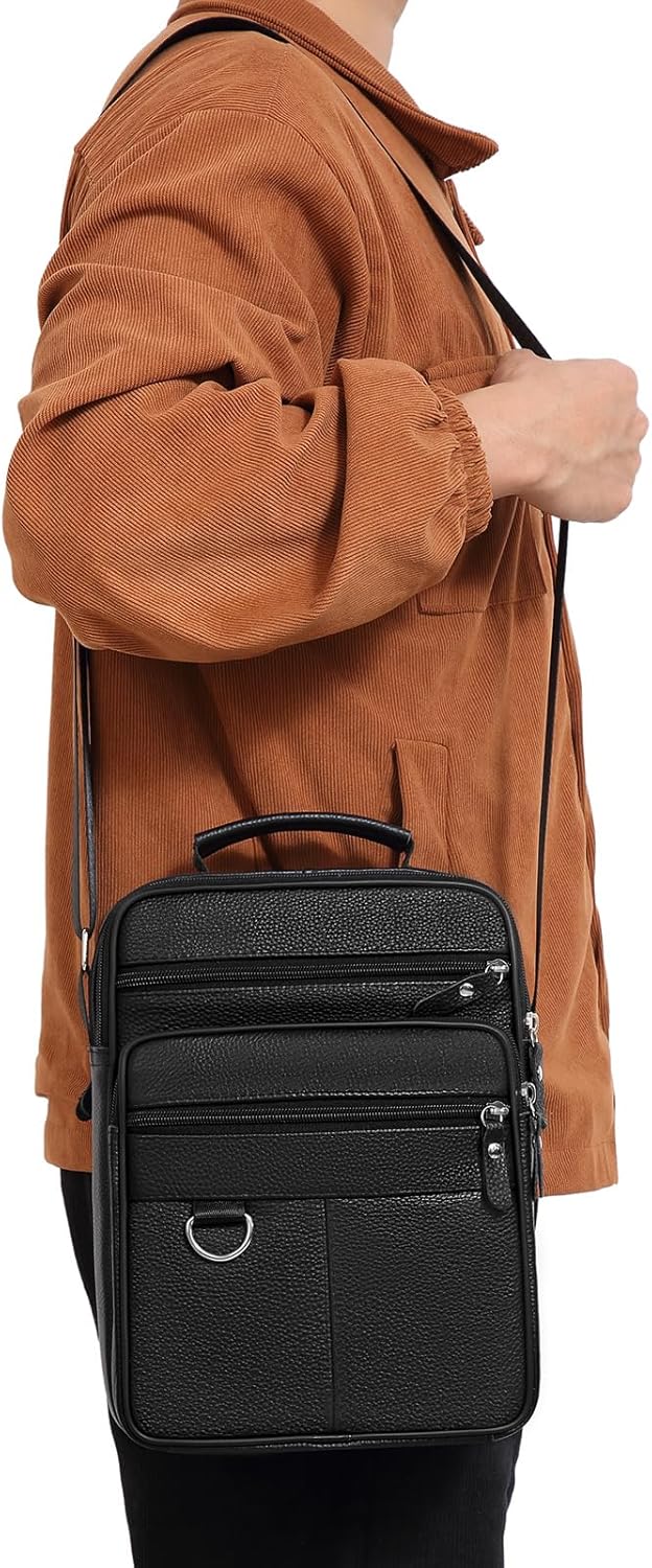 Leather Messenger Bag for Men Large Business Travel Briefcase Crossbody Handbag Man Purse Sling Shoulder Bag - Image 2
