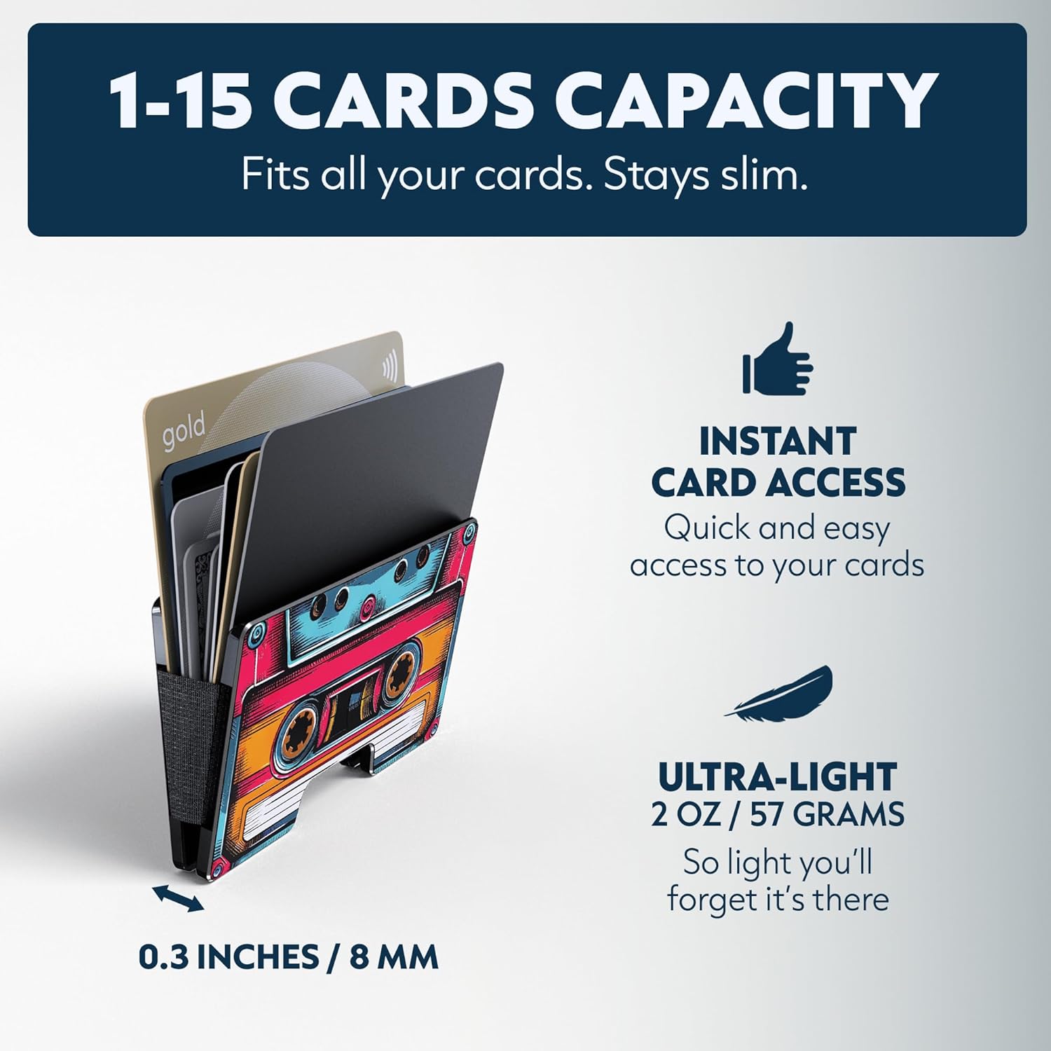 Printed Aluminum Wallet for Men - Slim Money Clip & Card Holder with Printed Finish. Enhanced RFID Blocking, Compact, Unique & Minimalist Wallets