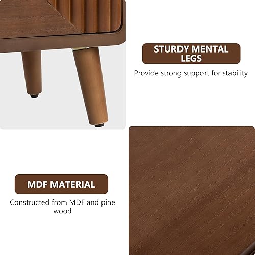 Miniatura 83 de COSIEST Mesita de noche, mesa auxiliar rústica con 3 cajones, mesita de noche de madera vintage con patas sólidas, mesa auxiliar moderna para Patrón