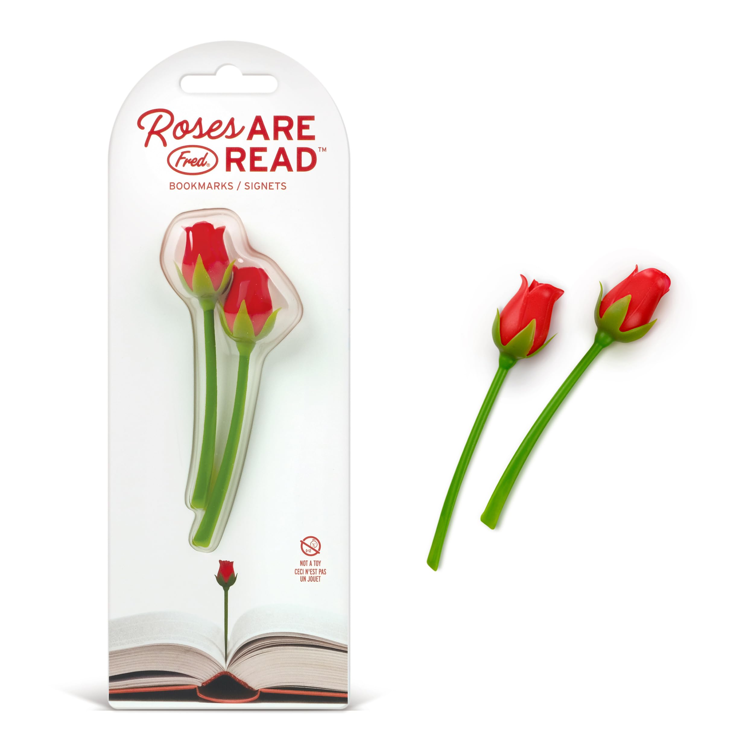 Genuine Fred Roses are Read Flower Bookmarks Set of 2 Rose Page Markers Soft and Flexible Silicone Great