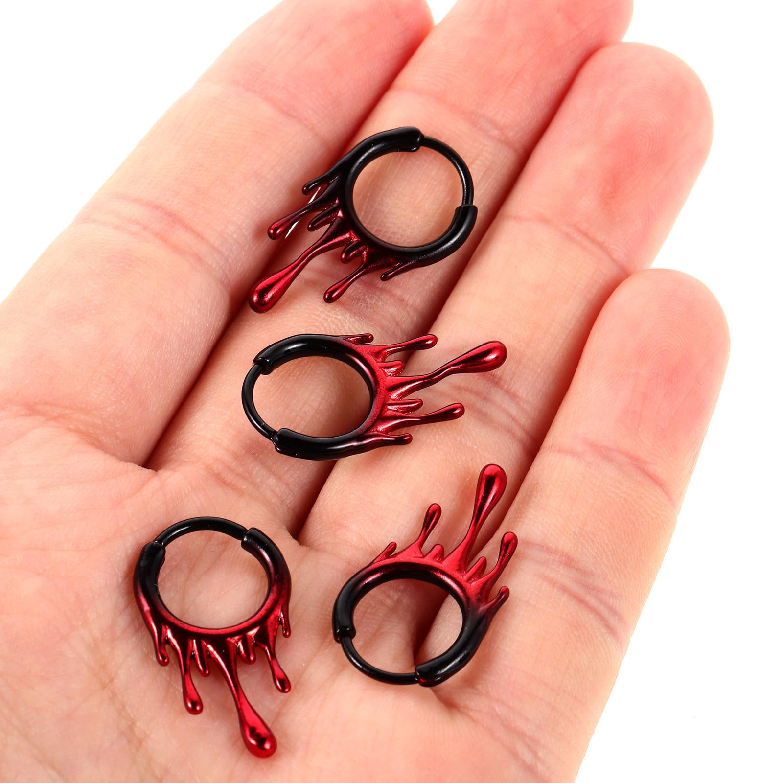 Tofficu 16 Pezzi Anello Versatile per Piercing al Naso in Acciaio Inossidabile Rosso Design Irregolare Effetto Sangue Stile Gotico per Feste di Halloween e Uso Quotidiano