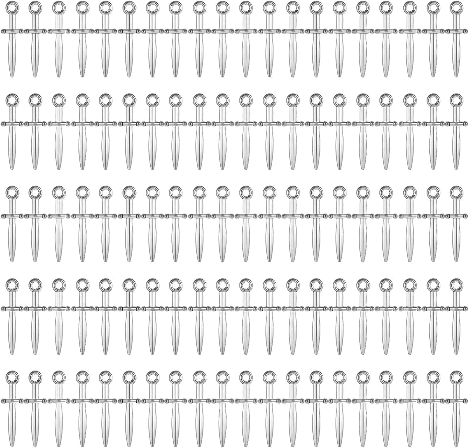 100 Pack Metal Sword Charms - Mini Dagger Pendants For Jewelry Making