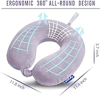 Vista 47 de Fabuday Memory Foam Neck Pillows for Travel - Airplane Pillows for Sleeping with Attachable Snap Strap Soft Washable Cover, Flight Pillow for Pink