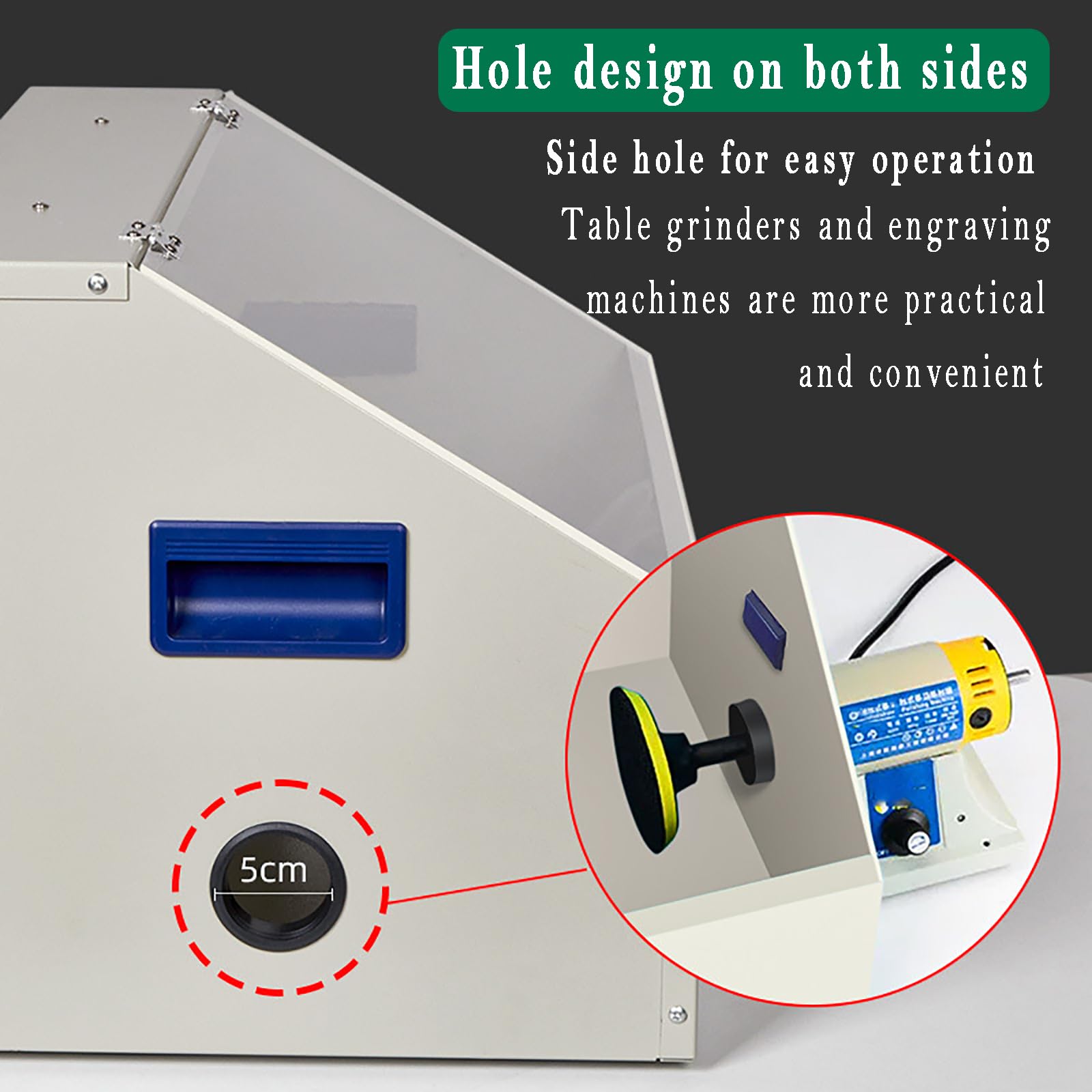 Scatola per smerigliatura dentale con illuminazione a LED e finestra trasparente, ventola 2800R/MIN, rettifica, incisione, lucidatura, perforazione, taglio