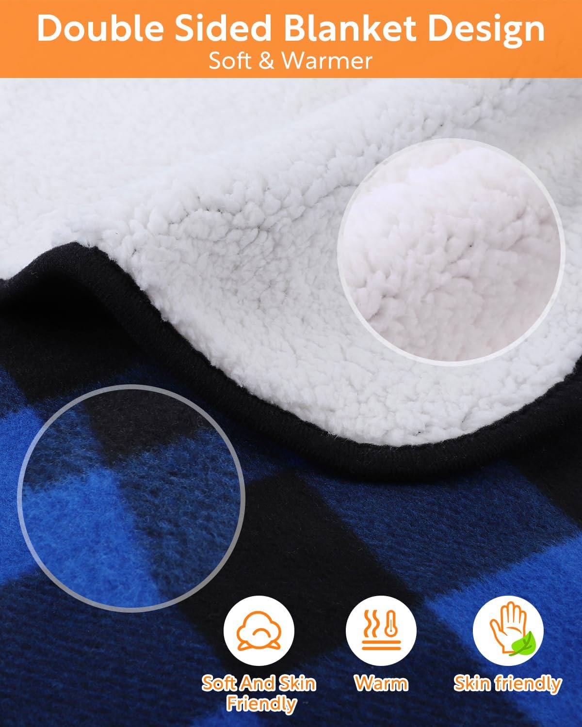 Heated car Blanket - 12 Volt Electric Blanket for car, Portable Heated Blanket for Car, Truck, SUV, RV & Camping, with Temperature Controller, 59" x 43"(Blue-Black Plaid