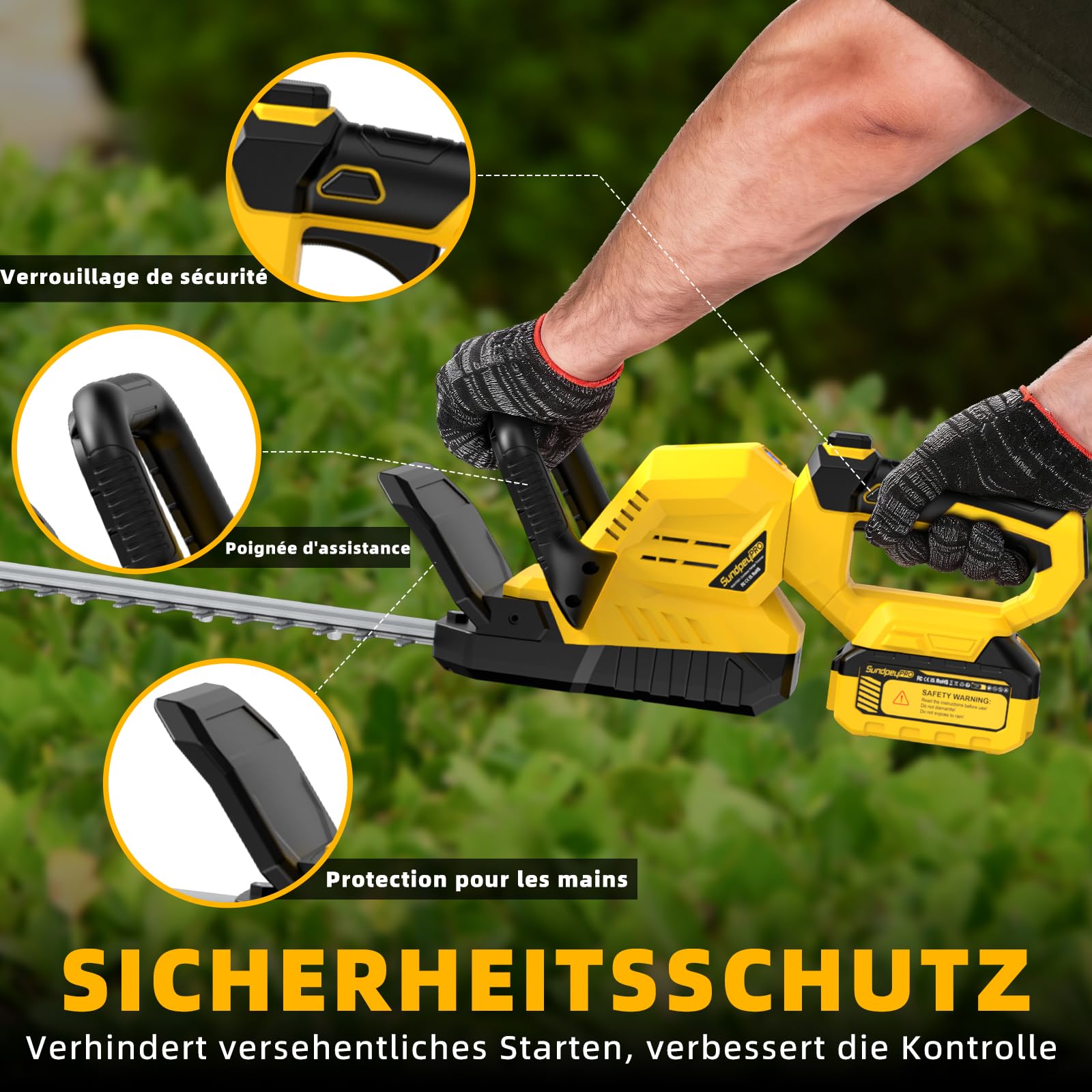 53CM Taille Haie Batterie avec 2 Batteries 4.0Ah & Poignée Pivotante à 180°
