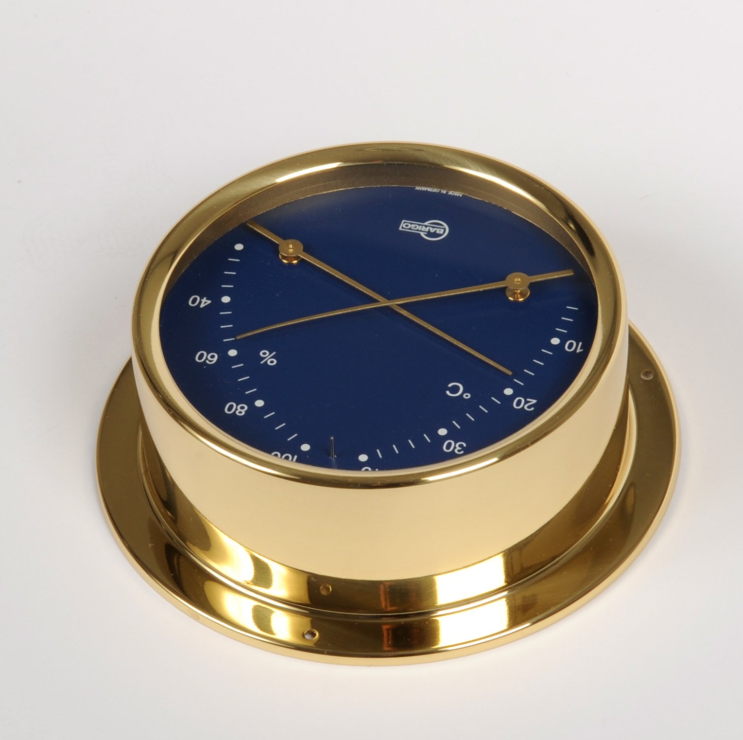 Barigo Kabinenausstattung Thermometer Hygrometer Messing Skala Blau