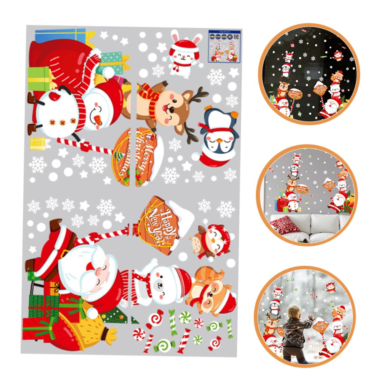 TOPBATHY 5 Ensembles Autocollants De Noël Décalcomanies De Décoration De Noël Décorations De Fenêtre De Flocon De Neige Fête De Art Mural Stickers Muraux Joyeux Stickers Pvc