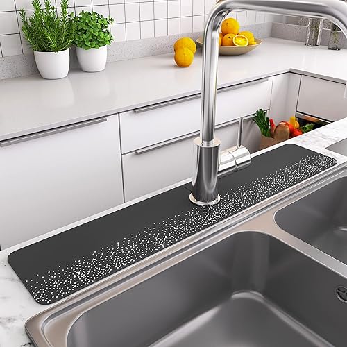 MontVoo Tapete absorbente de grifo, de secado rápido, protector contra salpicaduras de grifo, sin marca de agua, protector contra salpicaduras para
