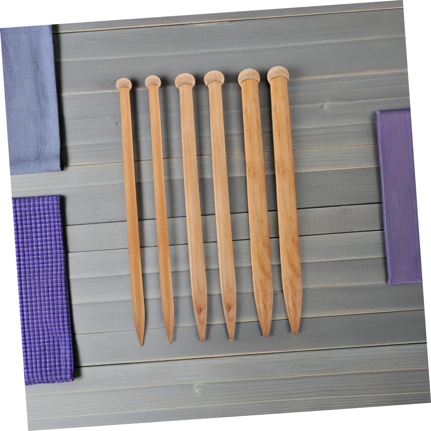 Agujas de Tejer Grandes de Madera Beige, 6 Piezas Rectas | Manualidades y Diy, Estructura Gruesa, Diseño Portátil y Firme, Uso en Invierno