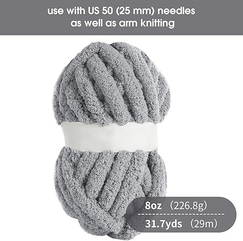 Miniatura 2 de HOMBYS Paquete de 8 hilos gruesos surtidos para tejer a ganchillo, hilo súper voluminoso, grande, suave y esponjoso, hilo de felpilla grueso para