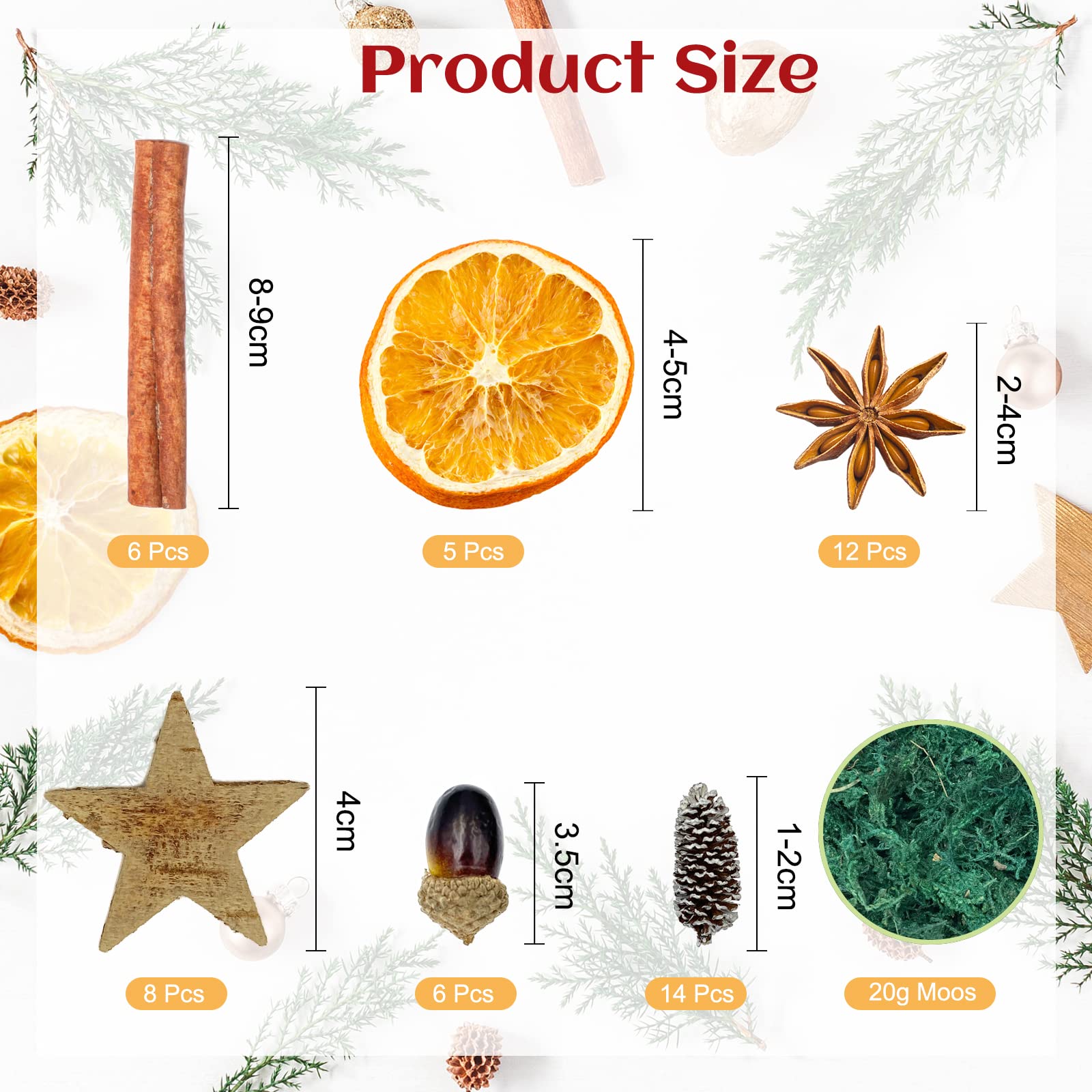 Corona Dell'Avvento Fai Da Te - 95 Pezzi Con Pino, Arancia, Anice Stellato E Decorazioni Natalizie - Foto 5