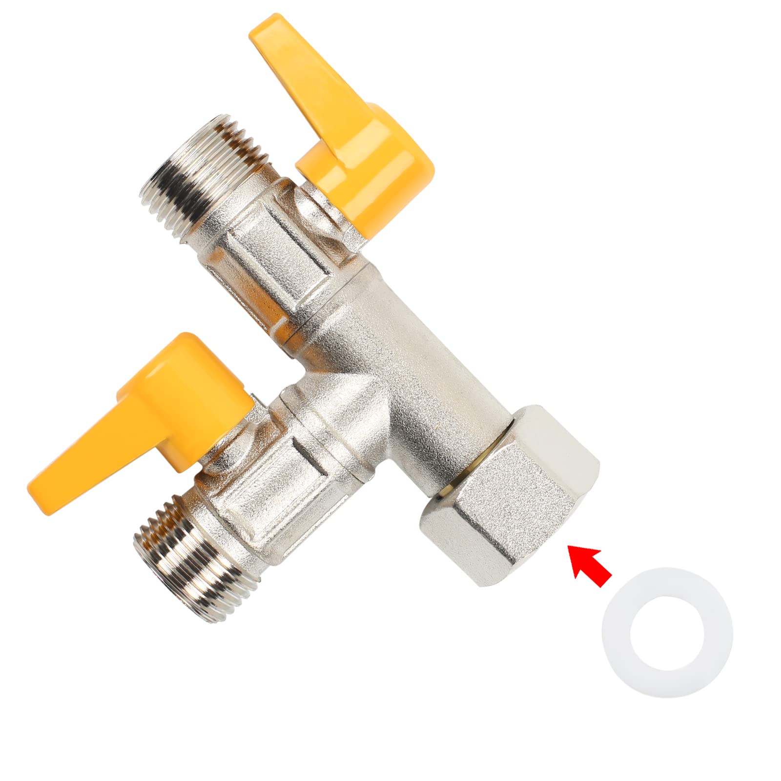 MUMENG 3-weg omschakelventiel 1/2 inch omschakelventiel douche-adapter gepolijst chroom messing douche douche-omschakelaar voor handtoilet-spray, vaste sproeikoppeling regendouche, handbediende