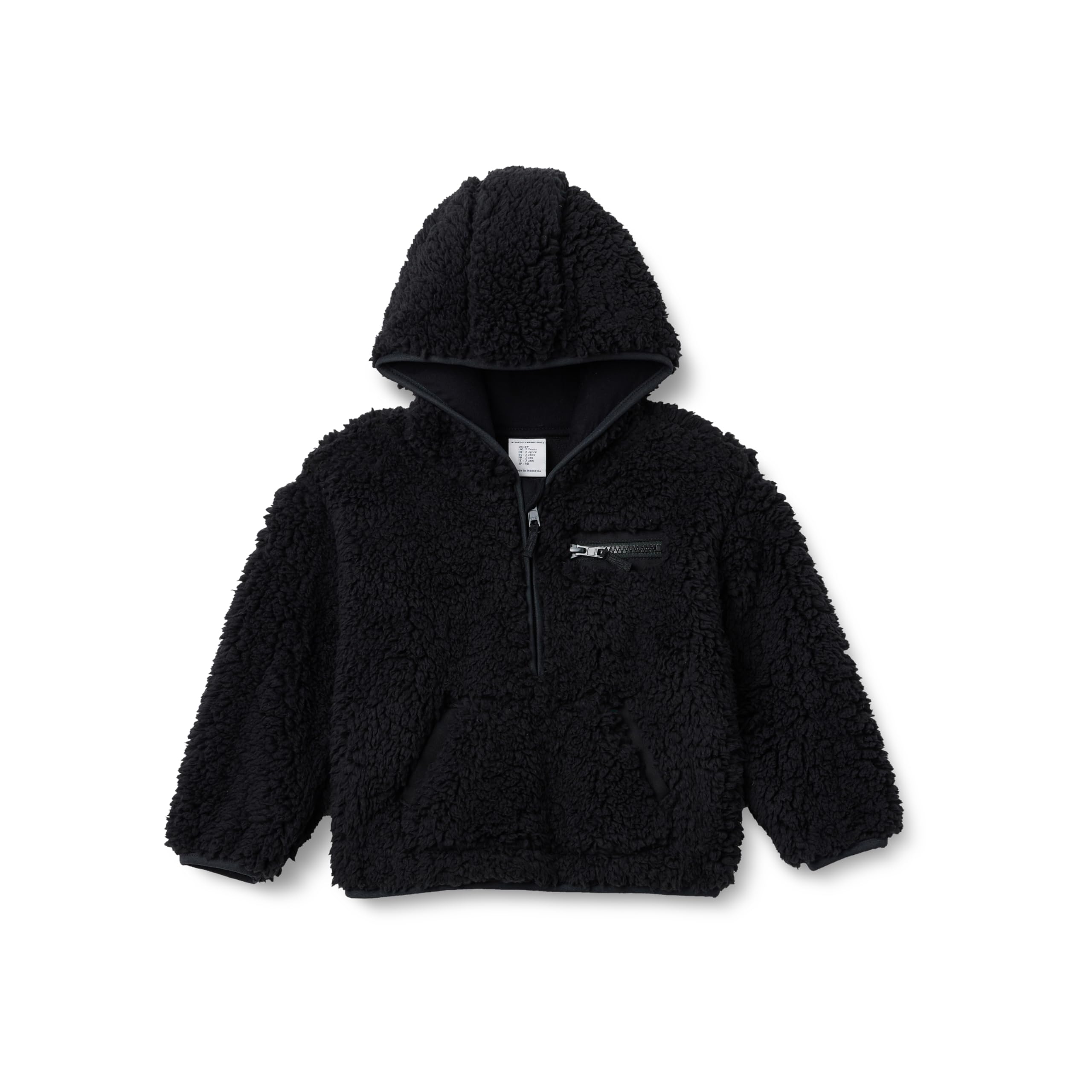 Amazon Essentials Boys' Half Zip Sherpa Hoodie Sweatshirt, Black, 9 Years
