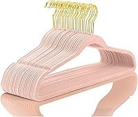 Vista 22 de MIZGI Perchas de Terciopelo Premium (Paquete de 50) Resistentes - Perchas de Terciopelo Antideslizantes - Percha de Traje de Terciopelo Rosa