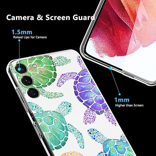 Miniatura 3 de Funda compatible con Samsung Galaxy S21, divertida y colorida tortuga delgada, suave TPU a prueba de golpes, funda protectora de regalo para mujeres