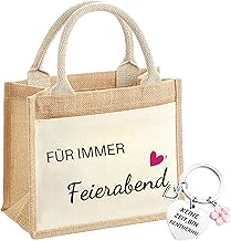 Pensioner Gift Woman Pensioner Jute Bag Keyring Pensioner Gift Bag Retirement Gift Women Jute Bag Retirement Gift for Women Farewell Gift Colleague Retirement Gifts, beige