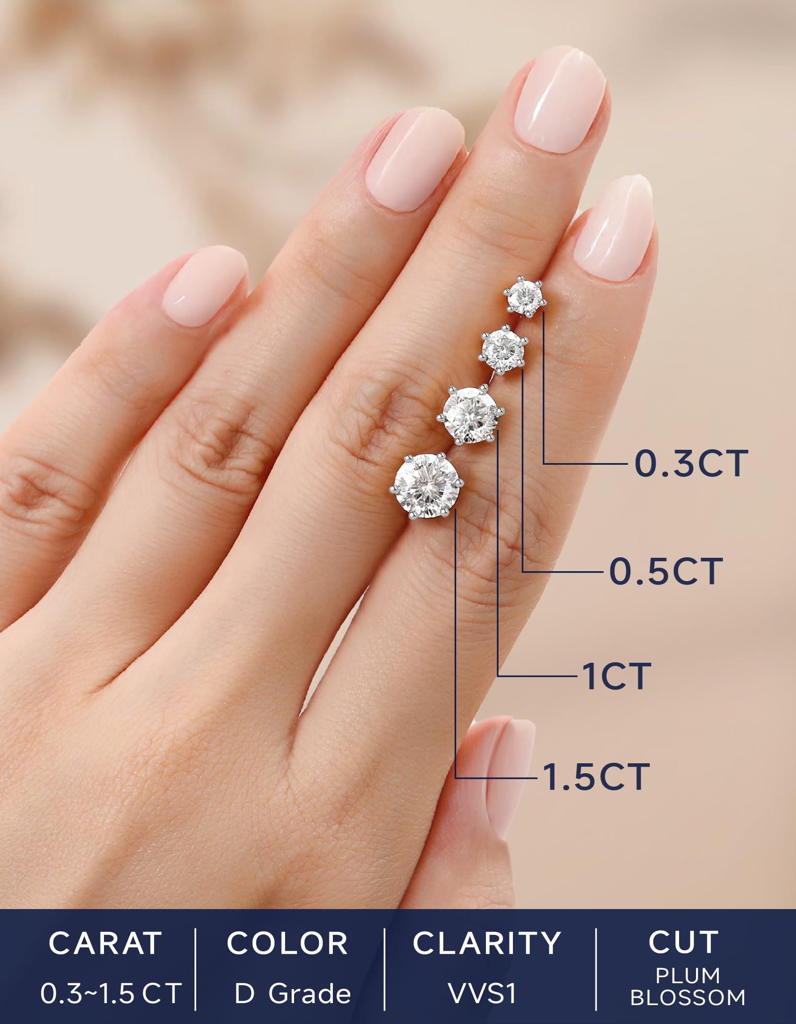 MomentWish Orecchini Moissanite, 1-4 Carati Orecchini Brillante Uomo Argento 925/Oro 18K Simulato Diamante Uomo Donna Orecchini Punto Luce Anallergici Regalo Festa Della Mamma 5/6.5/8mm