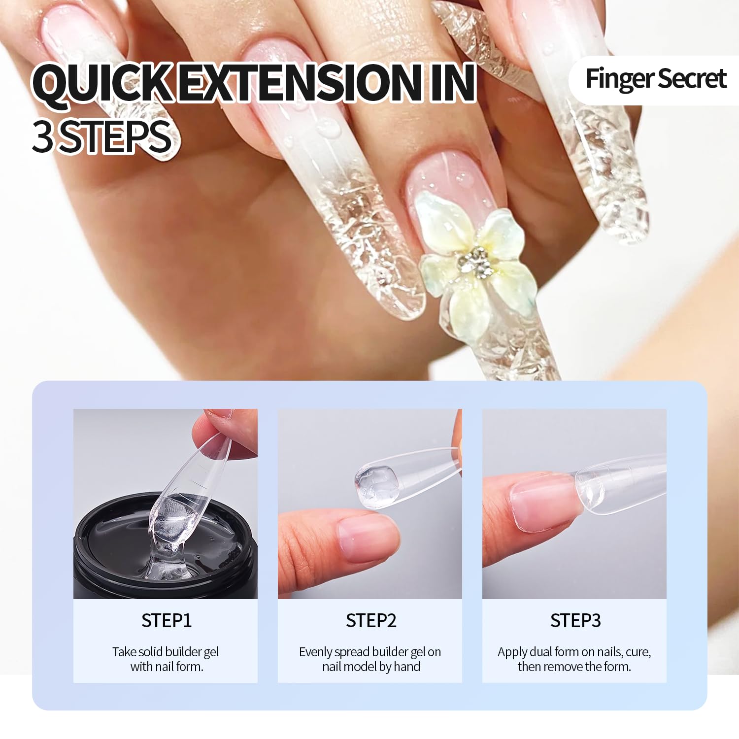 3D Gel Nail Art Kit-Solid Builder Gel for Nails 3D Sculpting Carving Building Modeling Hard Extension for Beginner DIY Salon at Home Cured Needed