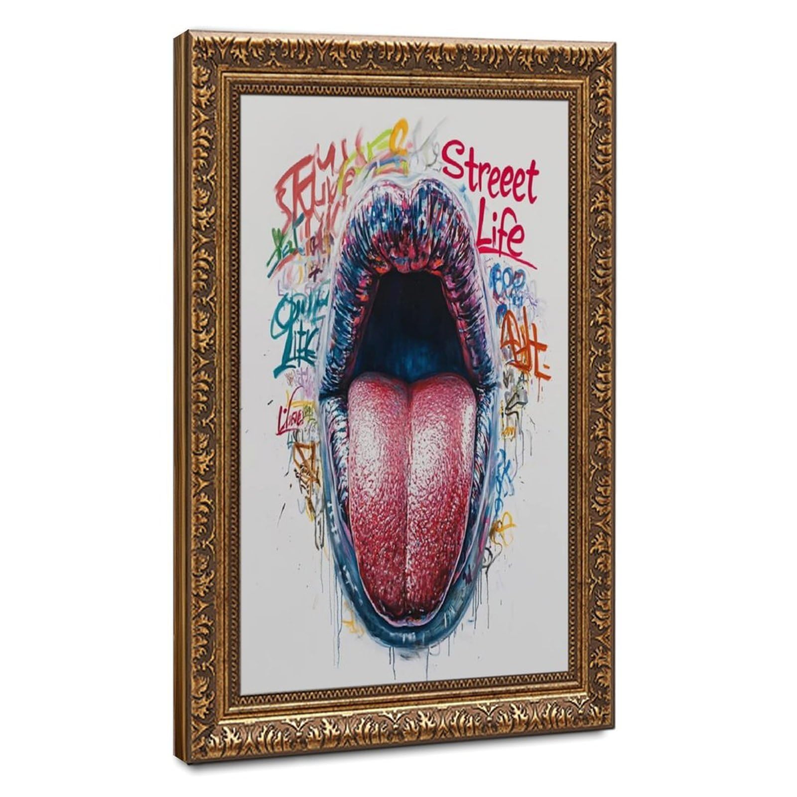 Bareronor Tongue Graffiti Canvas Poster for Dorm Room Decor Gift