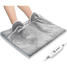 Electric Heated Foot Warmer Soft Flannel Foot Heater with 2h Auto Off & 3 Heat Levels Full Body Use Heating Pad for Feet, Abdomen, Cramps, Pain Relief Pocket Design 16" x 22" Grey