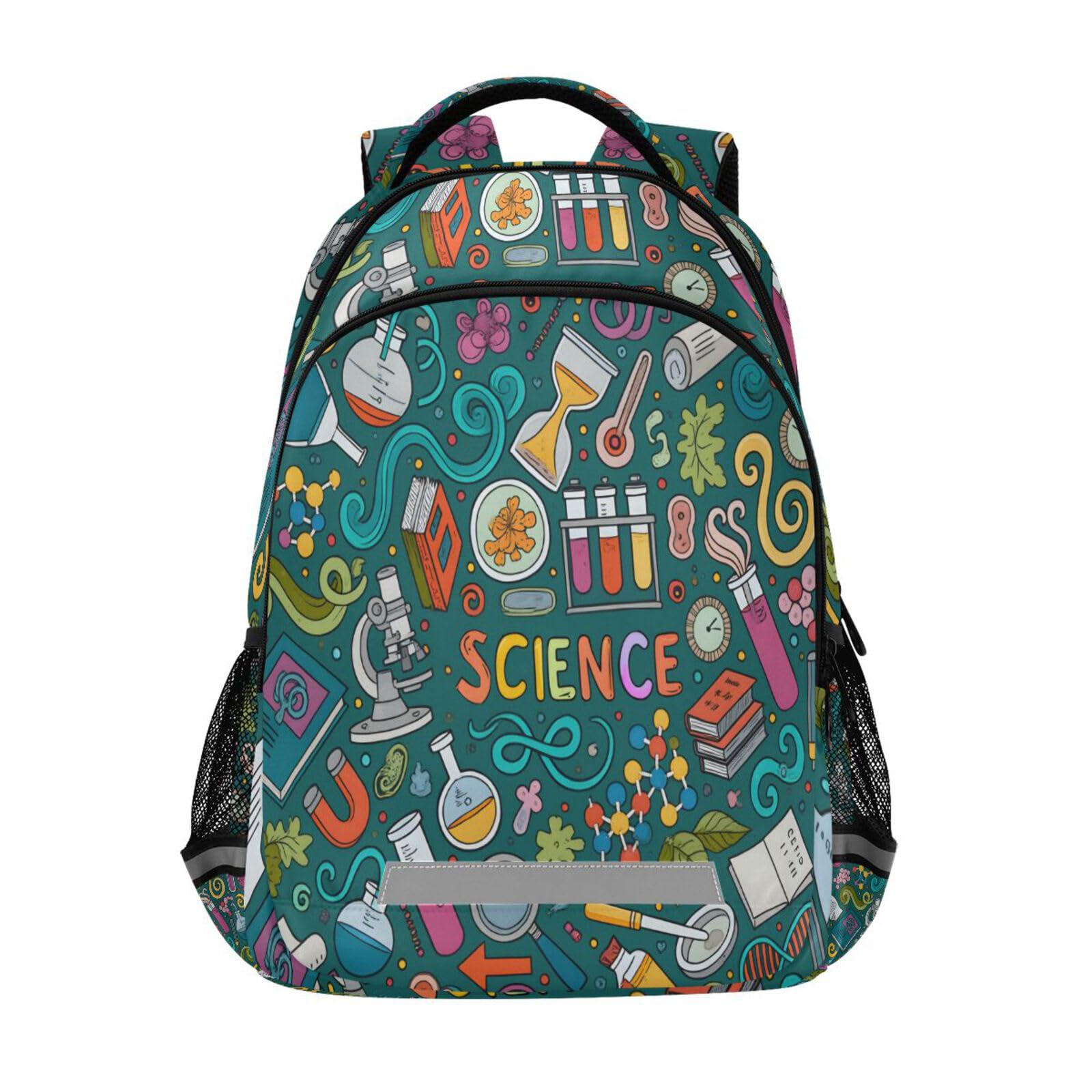 ALAZA Divertente Cartone Animato Carlini Cucciolo Cani Zaini Viaggio Laptop Daypack Scuola Libro Borsa per Uomini Donne Adolescenti Bambini 33, Scienza, one-size, Zaini Daypack