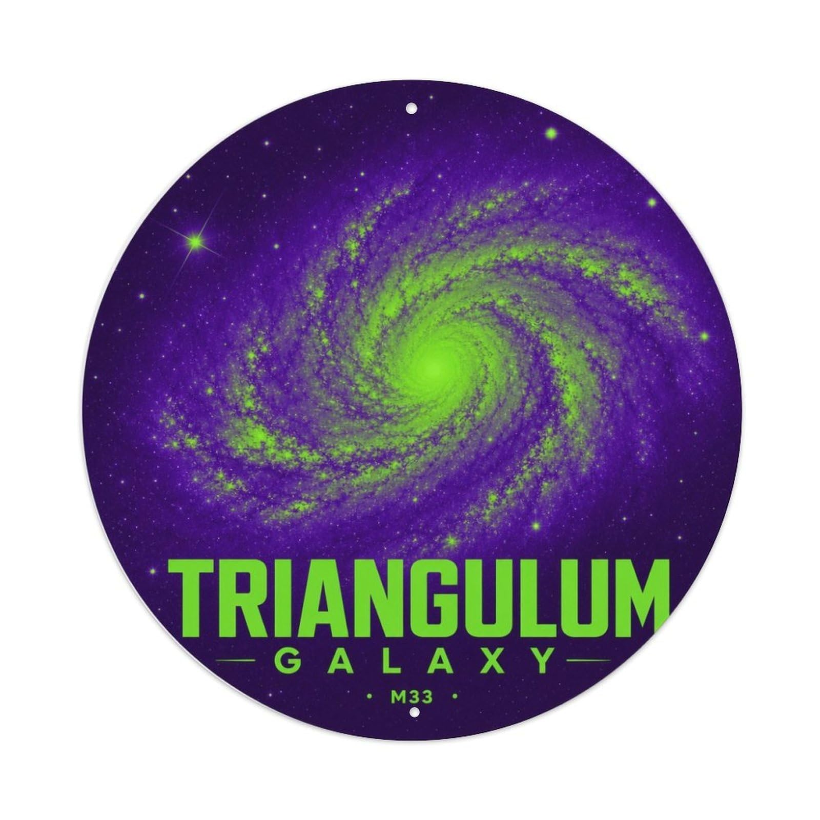 Triangulum Galaxy Cosmic Celestial Deep Space Astral Metal Tin Sign Plaque Wall Decor for Cafe, Man Cave, Club Bar, Office, Home Garden Round Metal Poster 8x8Inch