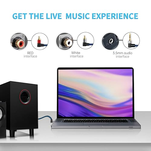 Miniatura 5 de Cable de audio de 2RCA a 0.138 in, trenzado de 15 pies macho de 0.138 in a 2RCA macho estéreo y divisor RCA para teléfonos inteligentes, MP3,