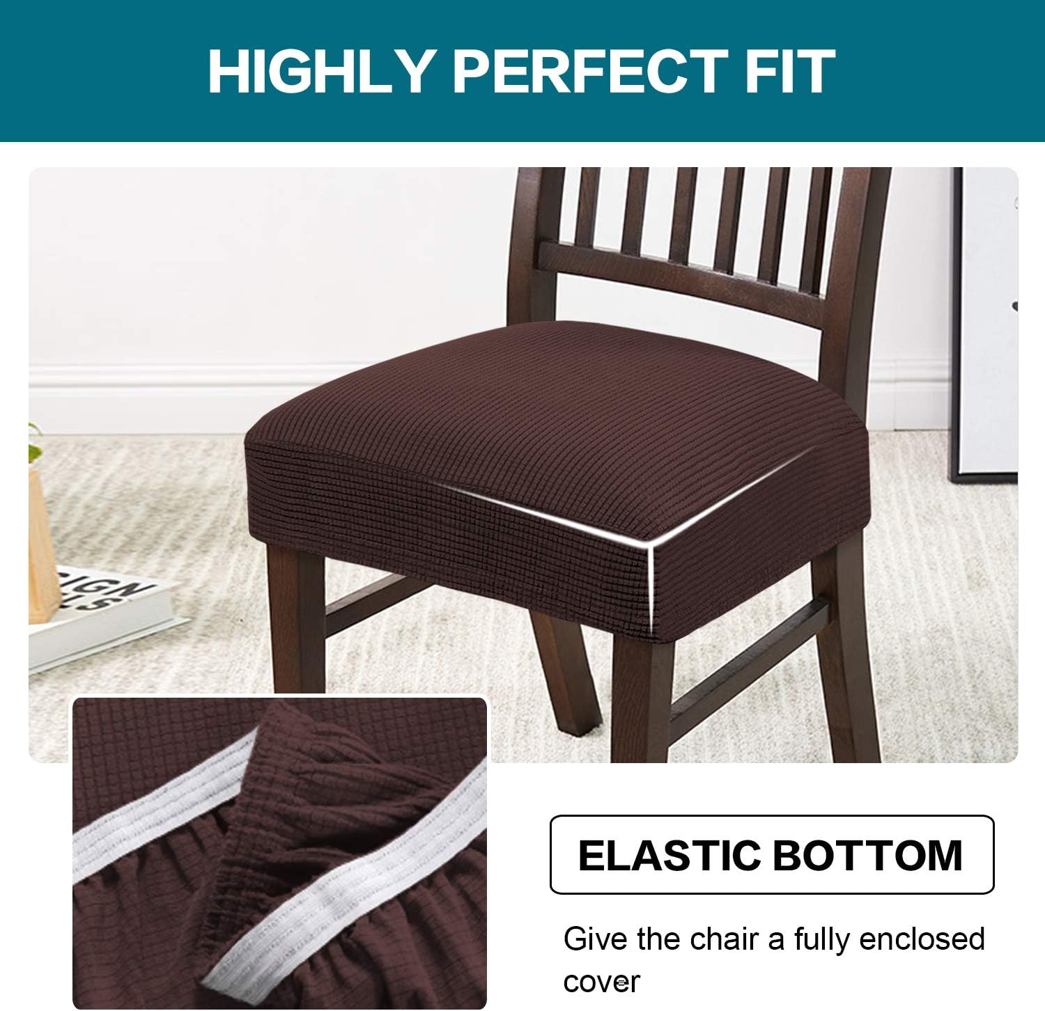 Bеѕt Dеаl 🛒 Turquoize Stretch Jacquard Chair Seat Covers Seat Covers for Dining Room Chair Covers Chair Seat Slipcovers Removable Washable Chair Seat Cushion Slipcovers for Dining Room (4 Pack, Brown) Frее Shірріng Ovеr $50 Turquoize Stretch Jacquard Chair Seat Covers Seat Covers for Dining Room Chair Covers Chair Seat Slipcovers Removable Washable Chair Seat Cushion Slipcovers for Dining Room (4 Pack, Brown)
