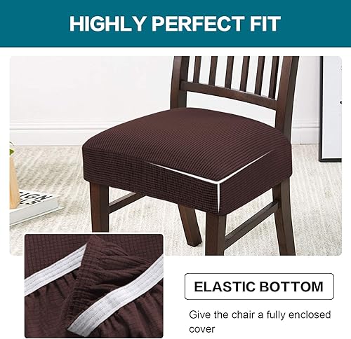 Miniatura 50 de Turquoize Stretch Dining Chair Covers Seat Covers for Dining Room Chair Covers Set of 4，Removable Washable Kitchen Chair Seat Cushion Slipcovers
