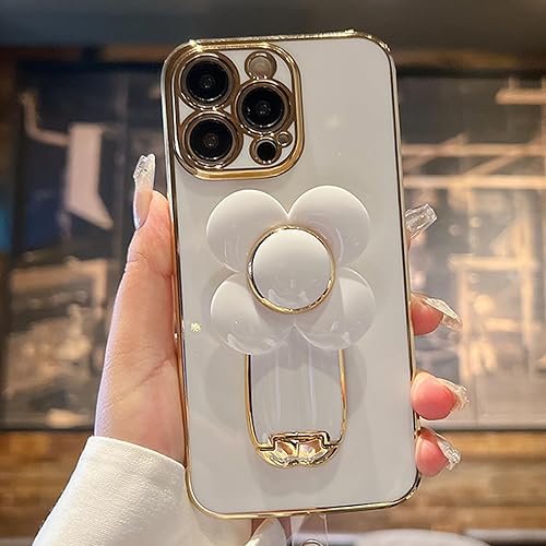 Miniatura 2 de Compatible con iPhone 13 Funda protectora de lujo chapada en oro con soporte oculto, bonita funda giratoria para reducir el estrés, molino de