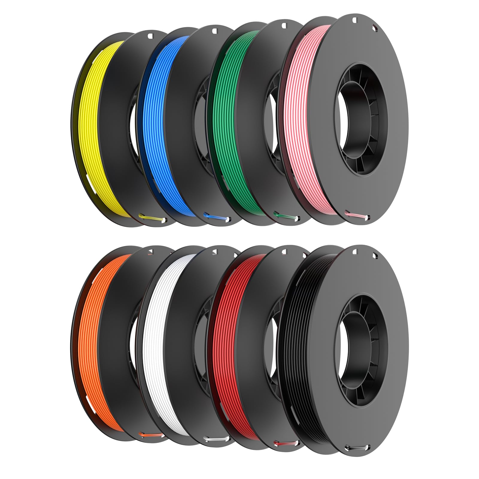 8-Color PETG Filament Bundle for 3D Printers 1.75 mm, 8 Pack Filament Refills, 269 FT 250 g Per Spool, 2 kg in Total, White, Black, Red, Blue, Yellow, Green, Orange Yellow, Sakura Pink