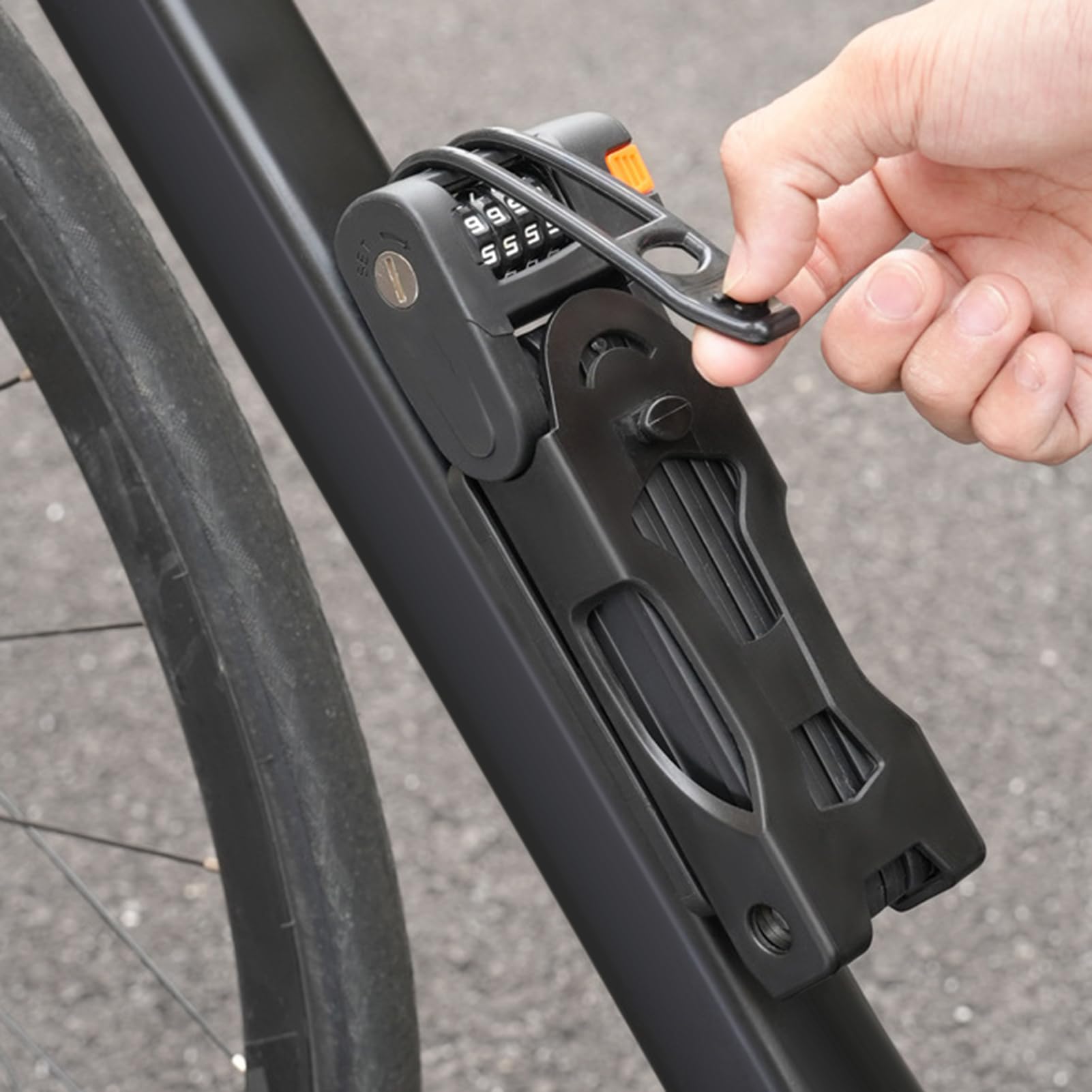 Lucchetto a combinazione per bicicletta, resistente, impermeabile, a 4 cifre, ripristinabile, pieghevole, per mountain bike, bici da strada, mountain bike, antifurto