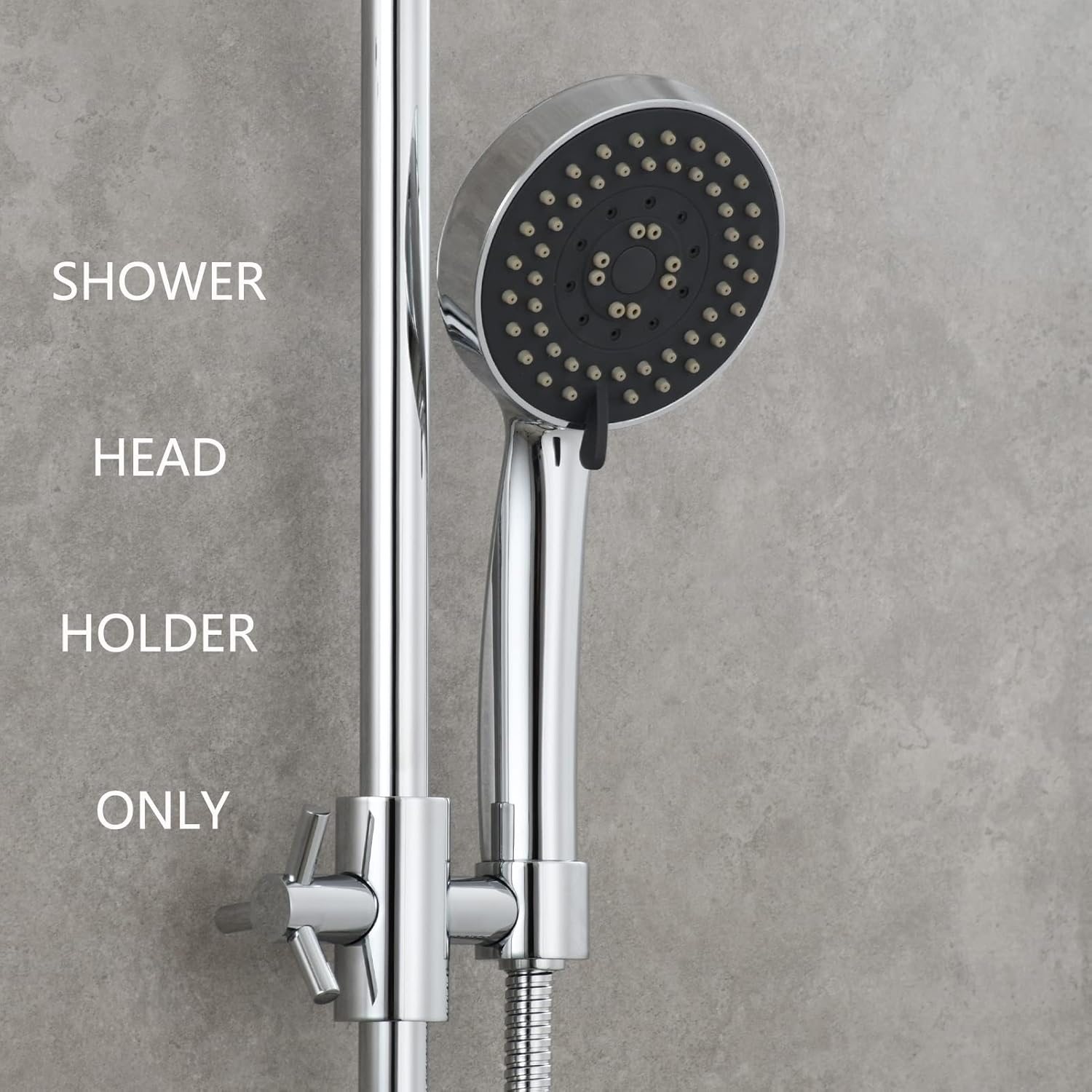 Handheld Shower Holder Chrome, Biveah Brass Universal 0.98 inch Shower Slide Bar Shower Wand Holder Replacement Parts, KZS017C