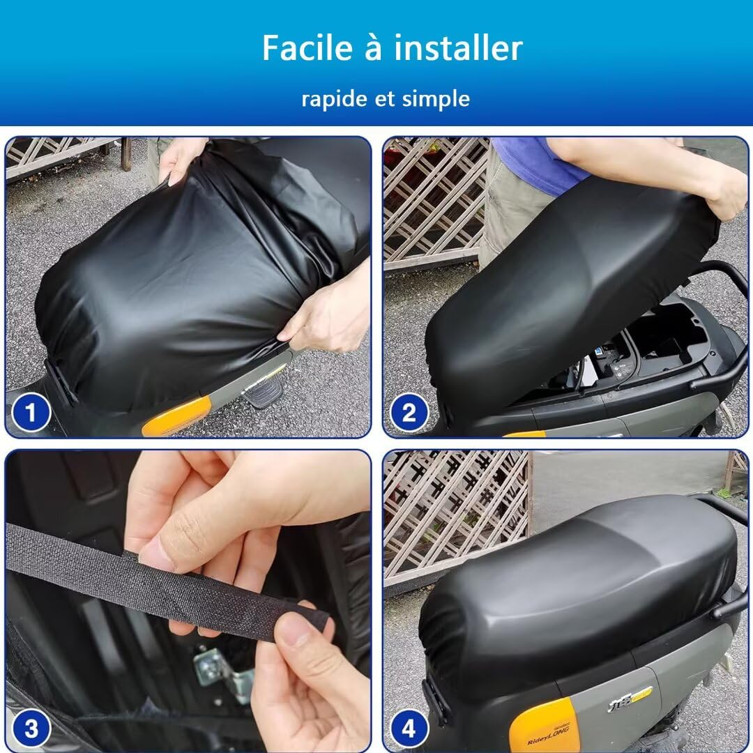 Housse De Selle Moto En Cuir Noir - Compatible Kymco Agility City 50 4T 2011-2014, Imperméable, Facile à Poser, 4 Saisons