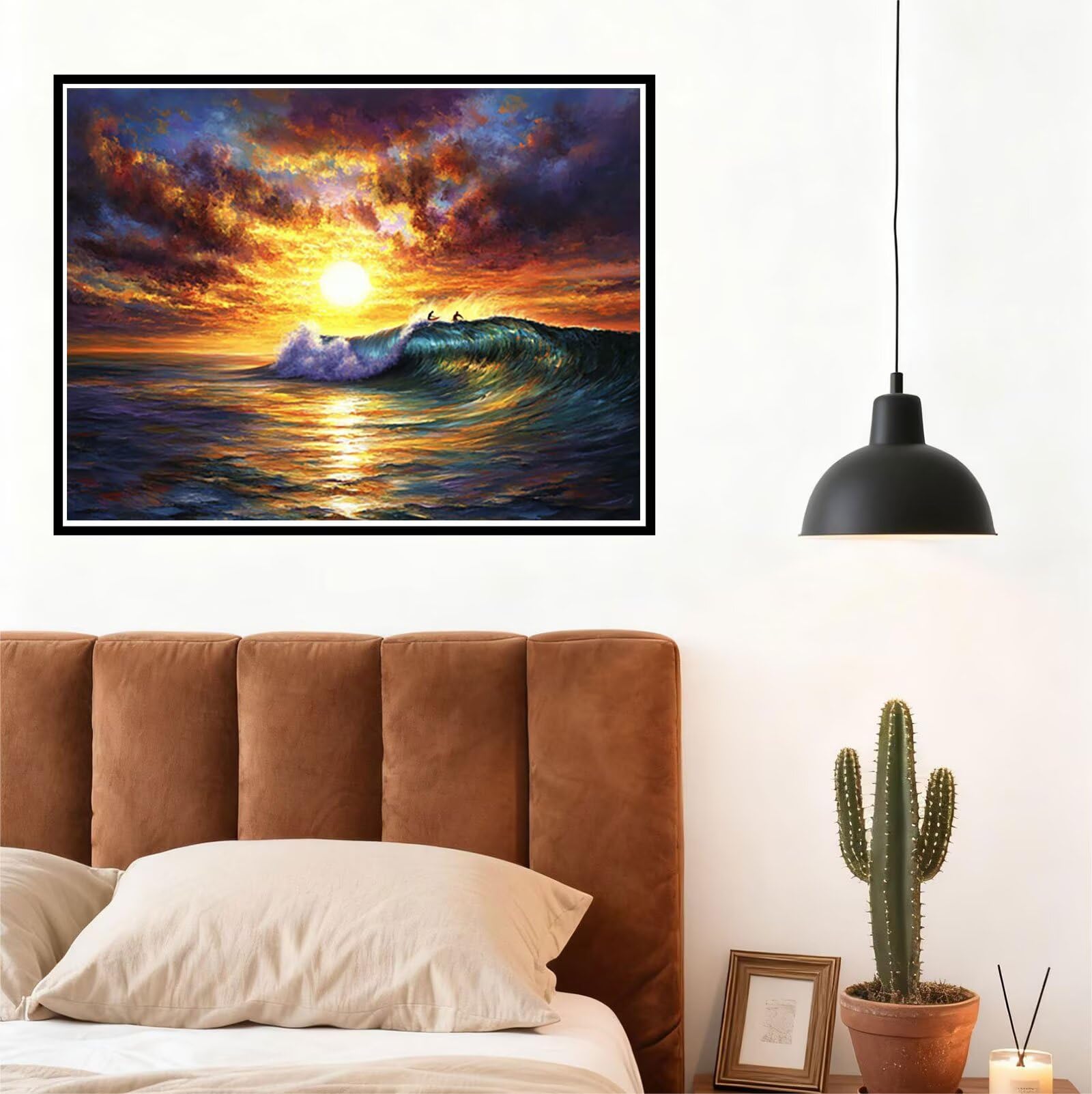 Peinture Numero Adulte Coucher de Soleil Coloriage par Numero Adulte Mer DIY Paint by Numbers, avec Pinceaux Peinture Loisir Creatif Enfant Cadeau Femme, Pour Decoration Maison Murale 90x120cm H - 941