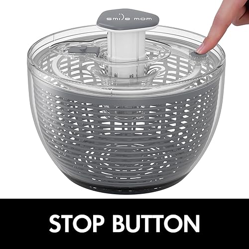 Miniatura 3 de Spinner de ensalada grande para lechuga, accesorios de cocina, gran hilandero de ensalada de 6.3 cuartos de galón, mango con una sola mano, fácil de